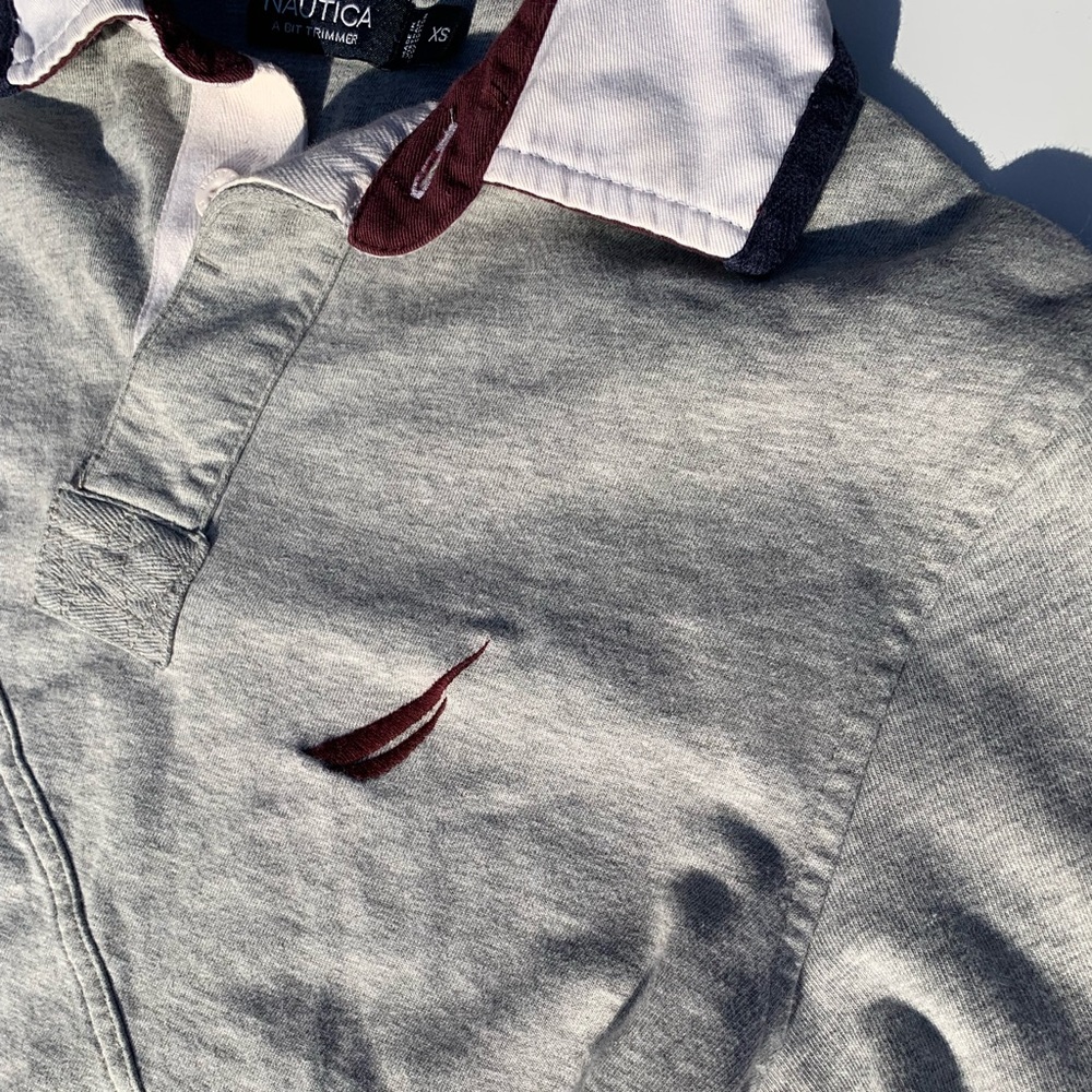 NAUTICA Preppy Gray Longsleeve Polo - XS